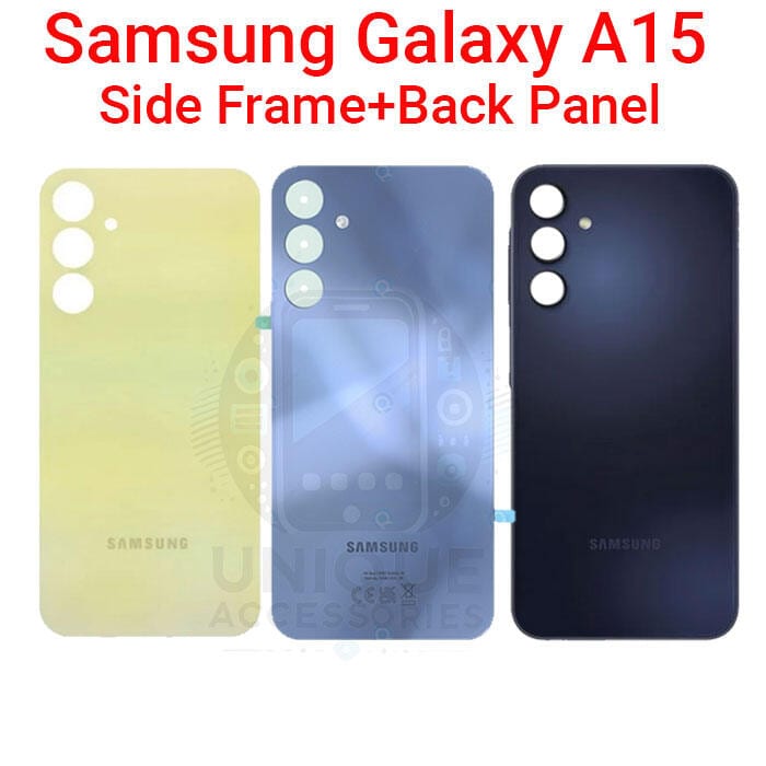 For Samsung Galaxy A15 Side Frame + Back Panel Housing + Camera Glass Back shell Replacement Spare Parts