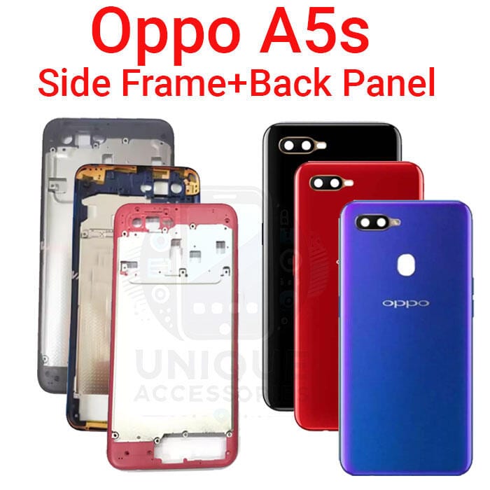 For Oppo A5s Side Frame + Back Panel Housing + Camera Glass Back shell Replacement Spare Parts