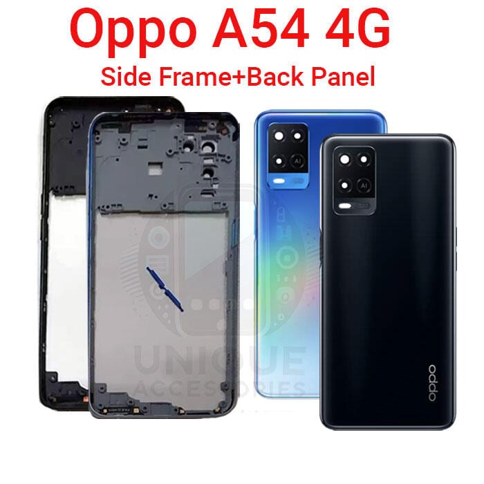 For Oppo A54 4G Side Frame + Back Panel Housing + Camera Glass Back shell Replacement Spare Parts