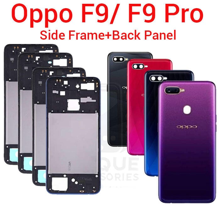 For Oppo F9 F9 Pro Side Frame + Back Panel Housing + Camera Glass Back shell Replacement Spare Parts