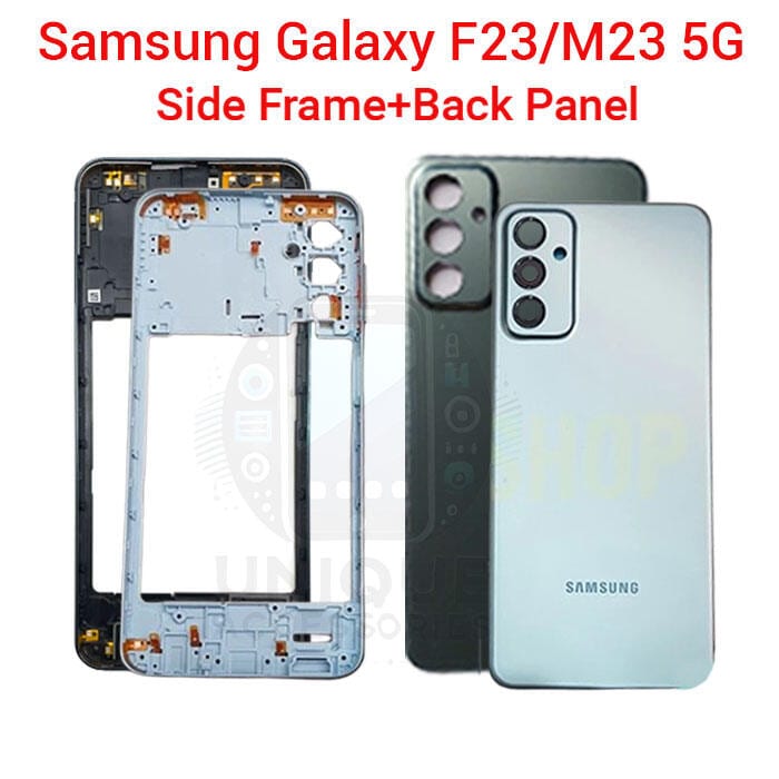 For Samsung Galaxy F23/M23 5G Side Frame + Back Panel Housing + Camera Glass Back shell Replacement Spare Parts