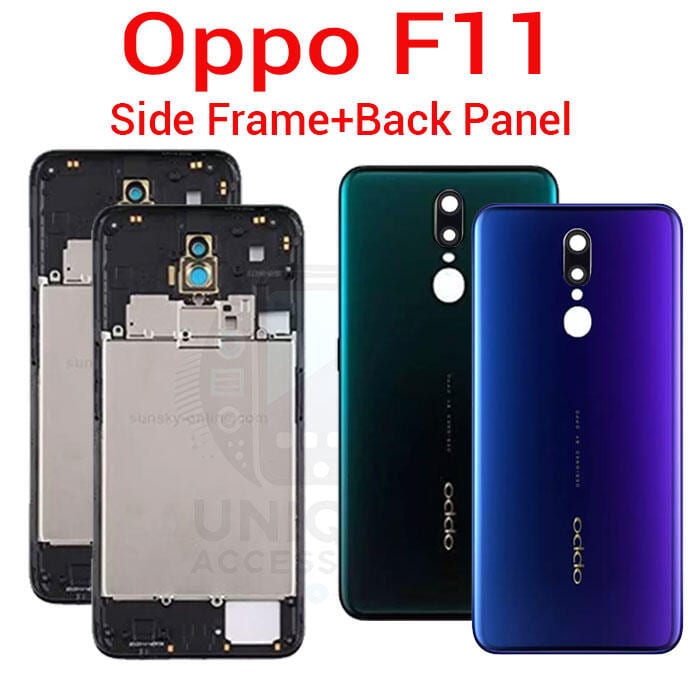 For Oppo F11 Side Frame + Back Panel Housing + Camera Glass Back shell Replacement Spare Parts