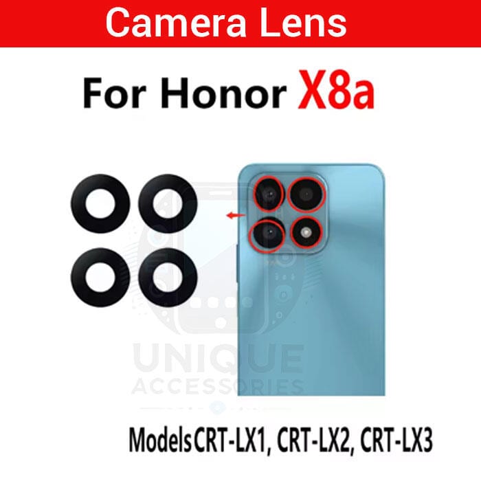 Camera Main Glass Lens for Huawei Honor X8a CRT-LX1 CRT-LX2 CRT-LX3 Replacement Part (Not Tempered Camera Glass Protector)