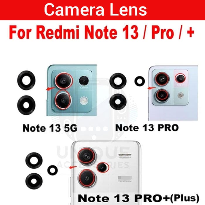 Camera Main Glass Lens for Xiaomi Redmi Note 13/ Pro/ Pro Plus Replacement Part (Not Tempered Camera Glass Protector)