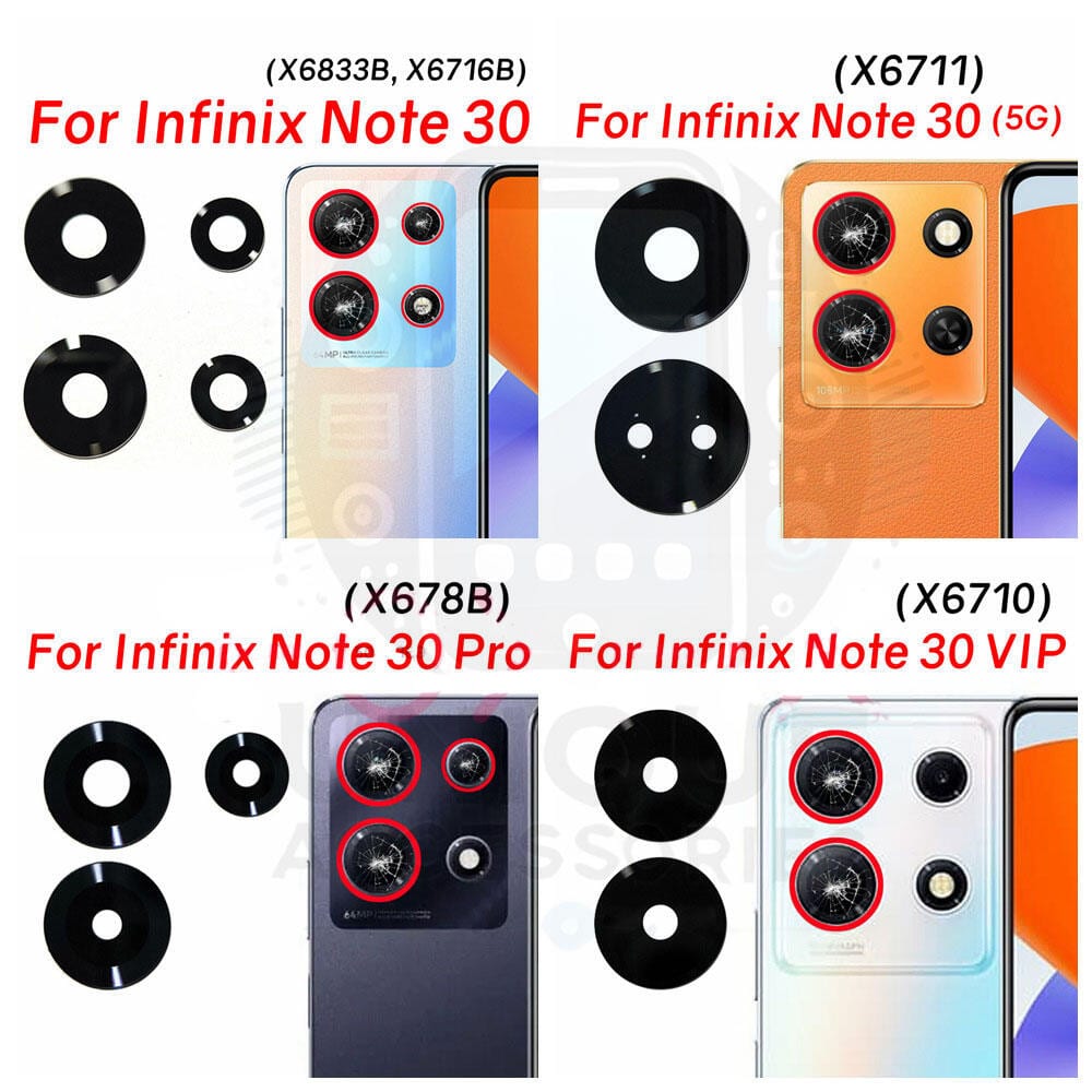 Infinix Note 30 30i 30 Pro 30 5G X6833B X6716 X6716B X6710 X678B X6711 Main Rear Camera Glass Lens 50 MP Ai Dual Camera (Not Camera Protector)