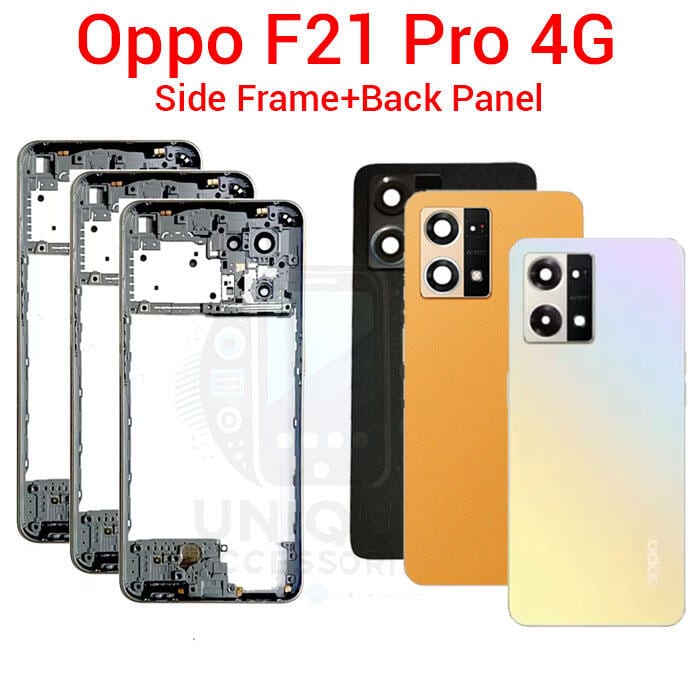 For Oppo F21 Pro 4G Side Frame + Back Panel Housing + Camera Glass Back shell Replacement Spare Parts