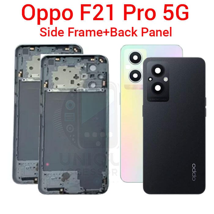 For Oppo F21 Pro 5G Side Frame + Back Panel Housing + Camera Glass Back shell Replacement Spare Parts