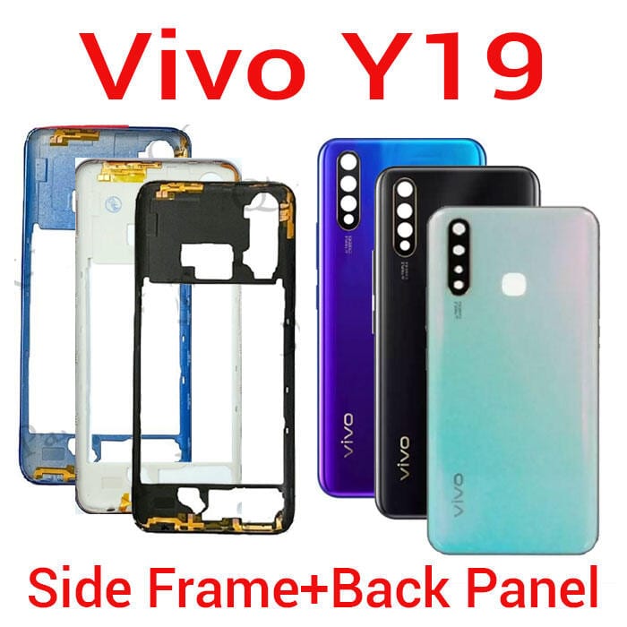 For Vivo Y19 1915 Side Frame + Back Panel Housing + Camera Glass Back shell Replacement Spare Parts
