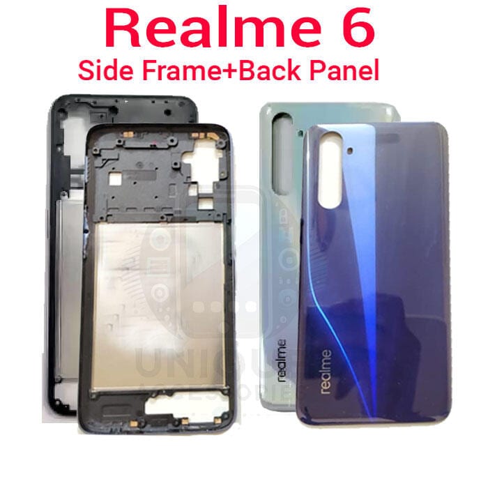 Realme 6 Side Frame + Back Panel + Camera Glass Replacement | Housing Without LCD Frame | RMX2001 | Exact Fit