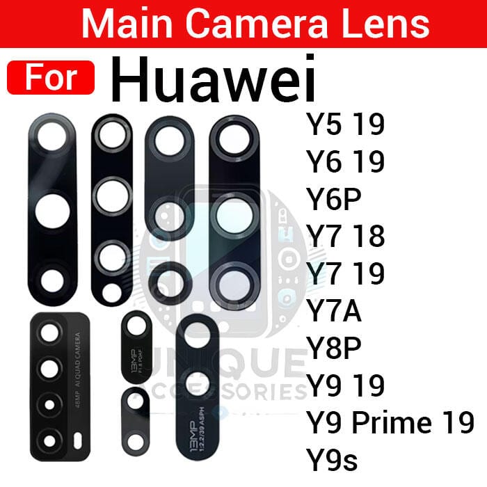 Main Rear Camera Glass Lens for Huawei Y5 Y6 Y6P Y7  Y7A Y8P Y9 Y9 Prime Y9s 2018 2019 P Smart 2021 Replacement Part (Not Tempered Camera Glass Protector)