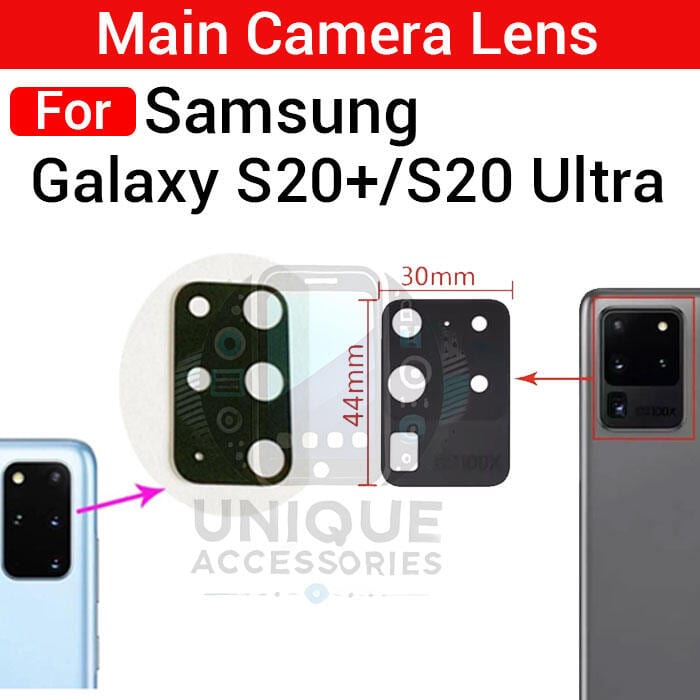Main Rear Camera Glass Lens for Samsung Galaxy S20 Plus S20 Ultra Replacement Part (Not Tempered Camera Glass Protector)