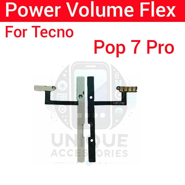 Tecno Pop 7 Pro Power on / off Switch Button Side Volume Up Down Buttons Flex Cable Replacement Parts