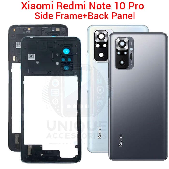 For Xiaomi Redmi Note 10 Pro Side Frame + Back Panel Housing + Camera Glass Back shell Replacement Spare Parts