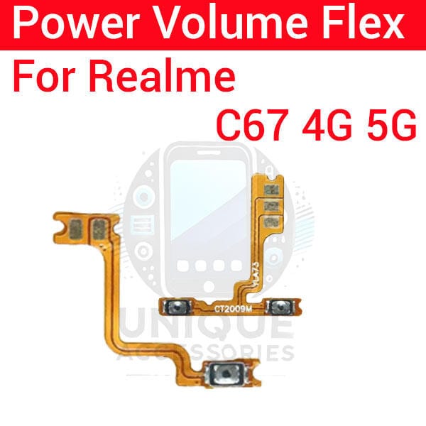 Realme C67 4G 5G Power on / off Switch Button Side Volume Up Down Buttons Flex Cable Replacement Parts