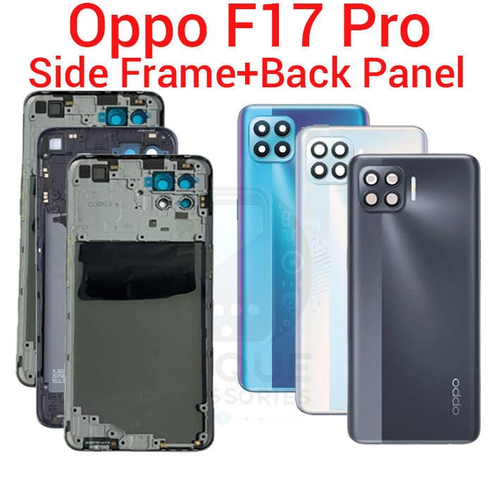 For Oppo F17 Pro CPH2119 Side Frame + Back Panel Housing + Camera Glass Back shell Replacement Spare Parts
