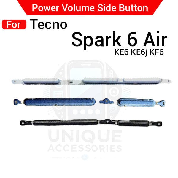 Compatible with Tecno Spark 6 Air KE6 KE6j KF6 External Side Buttons Power On Off + Volume Control Button Outside Side Keys