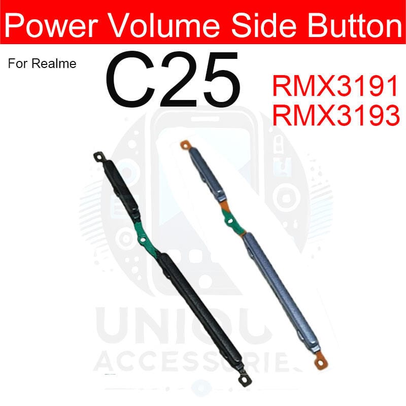 Compatible with Realme C25 External Side Buttons Power On Off + Volume Control Button Outside Side Keys