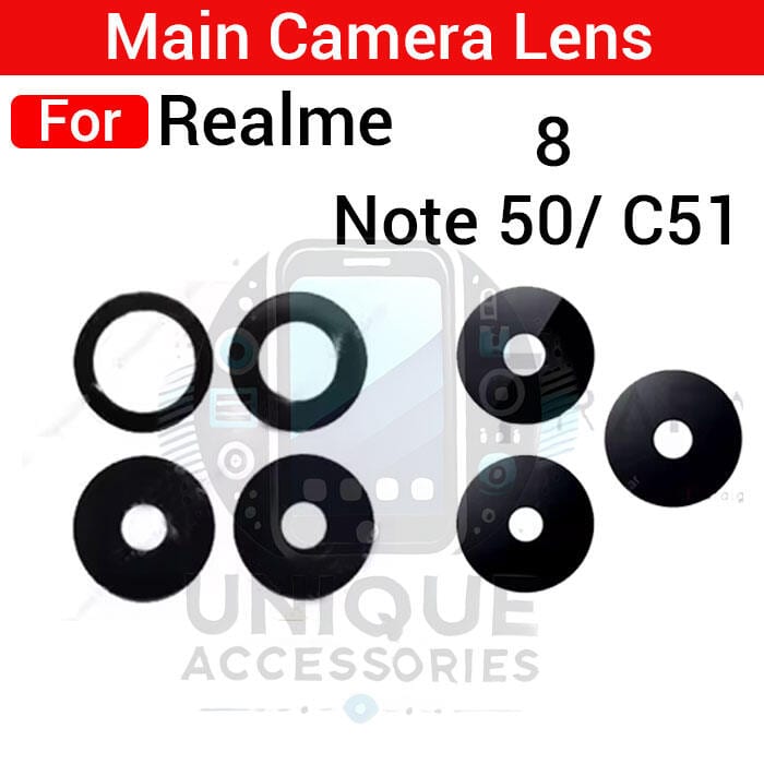 Camera Main Glass Lens for Realme 8 C51 Note 50 Replacement Part (Not Tempered Camera Glass Protector)