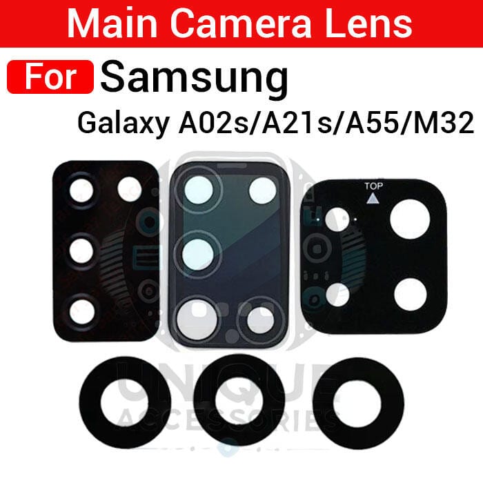Camera Main Glass Lens for Samsung A02s A21s A55 M32 Replacement Part (Not Tempered Camera Glass Protector)