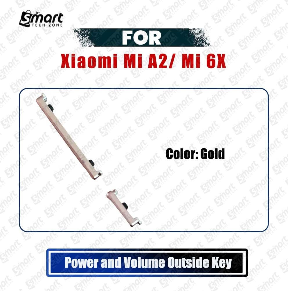 Out Key Xiaomi Mi A2 Gold Xiaomi Mi A2 (M1804D2SG, M1804D2SI, Mi A2, Mi 6X) (on Off & Volume Side Button) Power ON/OFF Button