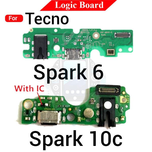 Charging Logic Board For Tecno Spark 6 10c Charging Port USB Plug PCB Dock Connector Spare parts