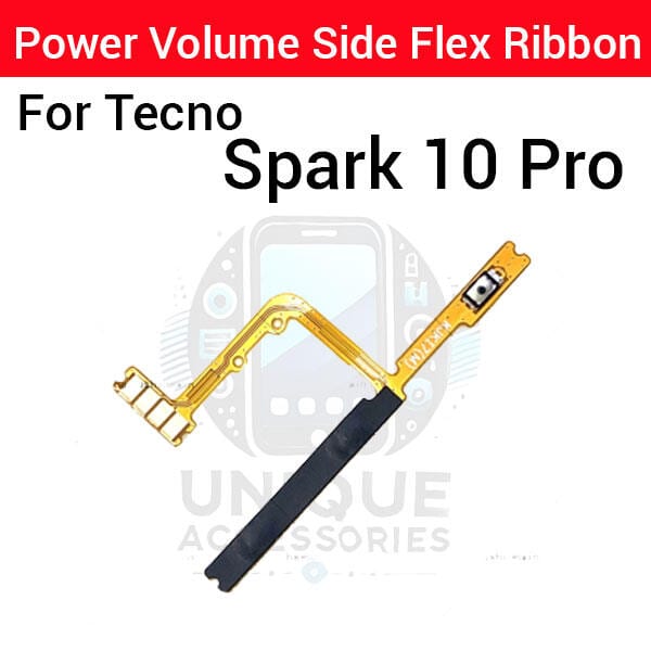 Tecno Spark 6 Air 7 9T 10 Pro Power on / off Switch Button Side Volume Up Down Buttons Flex Cable Replacement Parts
