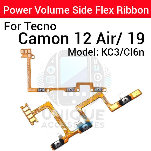 Tecno Camon 12 Air KC3 / Camon 19 CI6n Power on / off Switch Button Side Volume Up Down Buttons Flex Cable Replacement Parts