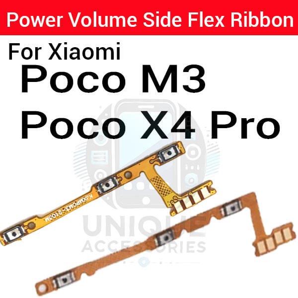 Xiaomi Poco M3 X4 Pro Power on / off Switch Button Side Volume Up Down Buttons Flex Cable Replacement Parts
