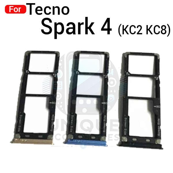 Tecno Spark 4 KC2 KC8 Sim Tray Micro SD Card Slot with Sim Ejector Pin Replacement Parts