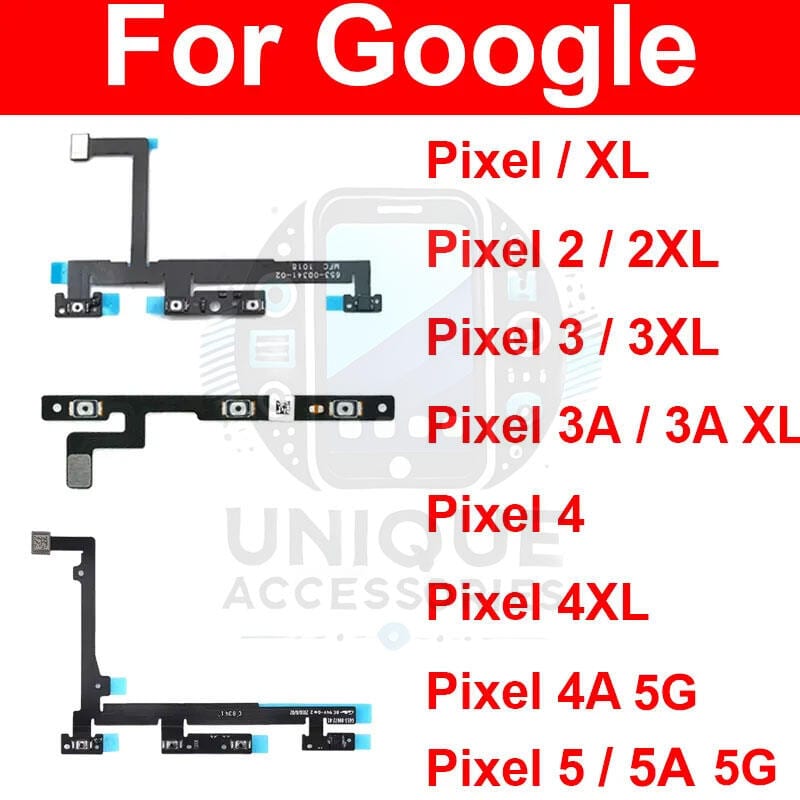 Google Pixel XL 2 2XL 3 3XL 3A 4 4XL 4A XL 5A 5G Power on / off Switch Button Side Volume Up Down Buttons Flex Cable Replacement Parts