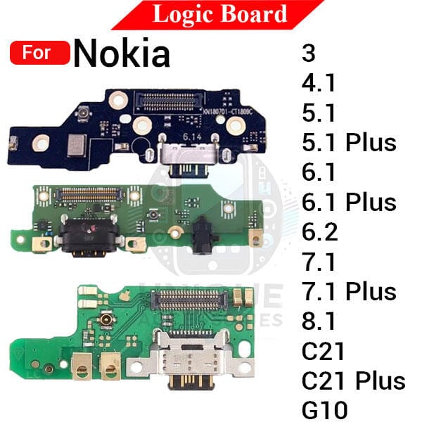 Charging Logic Board For Nokia 3 4.1 5.1 5.1 Plus 6.1 6.1 Plus 6.2 7.1 7.1 Plus 8.1 C21 C21 Plus G10 Charging Port USB Plug PCB Dock Connector Spare parts
