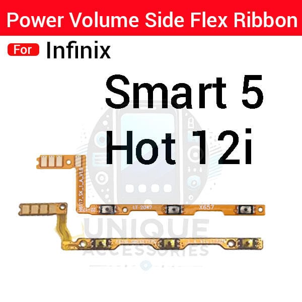 Infinix Smart 5 Hot 12i Power on / off Switch Button Side Volume Up Down Buttons Flex Cable Replacement Parts