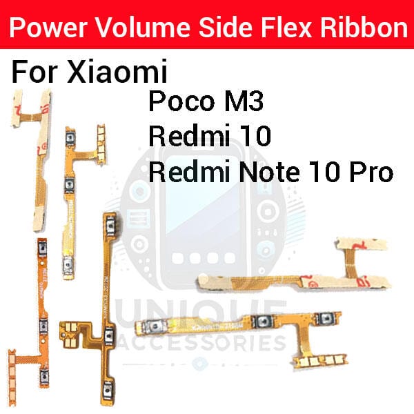 Xiaomi Redmi 10 Note 10 Pro  Power on / off Switch Button Side Volume Up Down Buttons Flex Cable Replacement Parts