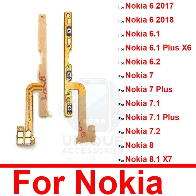 Nokia 6 6.1 6.2 7 7.1 7.2 8 8.1 X7 X6 Plus 2017 2018 Power on / off Switch Button Side Volume Up Down Buttons Flex Cable Replacement Parts