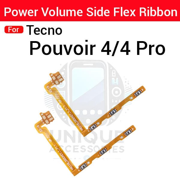 Tecno Pouvoir 4 4 Pro LC7 Power on / off Switch Button Side Volume Up Down Buttons Flex Cable Replacement Parts