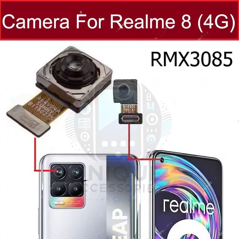 Back Rear Big Main Camera Module Flex Cable For Realme 8 4G RMX3085 Small Front Camera Flex Replacement Parts
