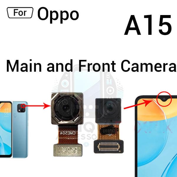 Back Rear Big Main Camera Module Flex Cable For Oppo A15 CPH2185 Small Front Camera Flex Replacement Parts