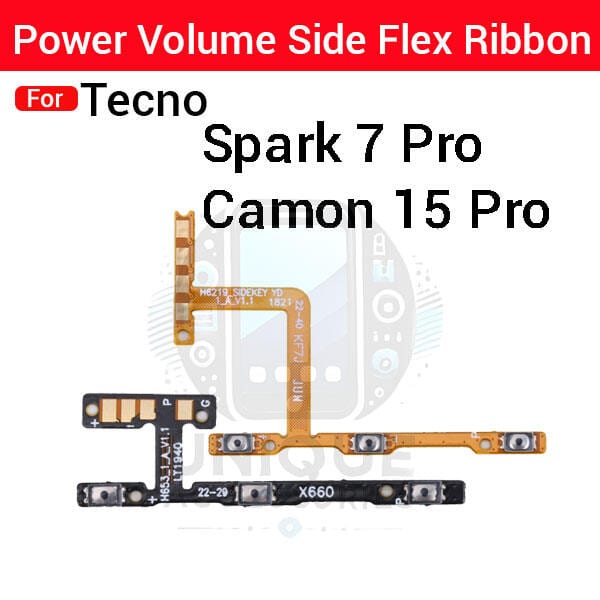 Tecno Spark 7 Pro Camon 15 Pro  CD8 Power on / off Switch Button Side Volume Up Down Buttons Flex Cable Replacement Parts