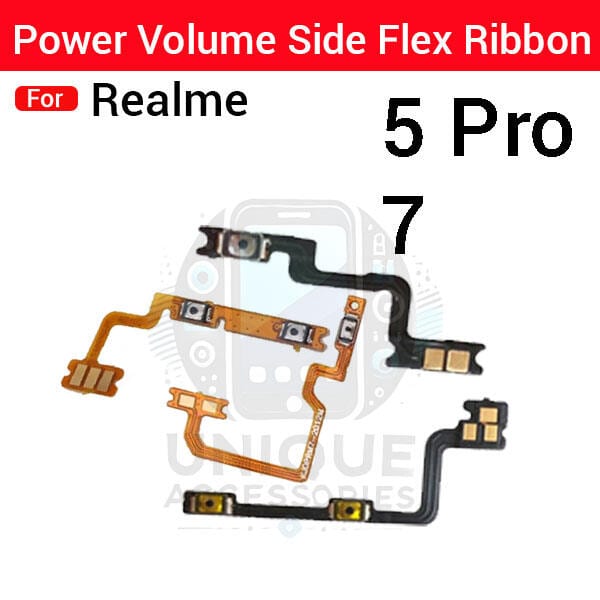 Realme 5 Pro 7 Power on / off Switch Button Side Volume Up Down Buttons Flex Cable Replacement Parts