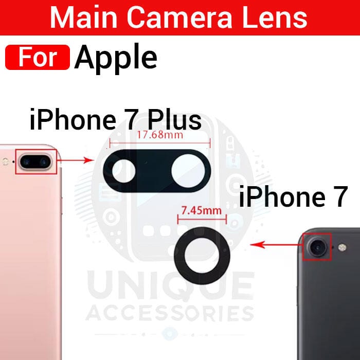Camera Main Glass Lens for Apple iPhone 7 7 Plus Replacement Part (Not Tempered Camera Glass Protector)