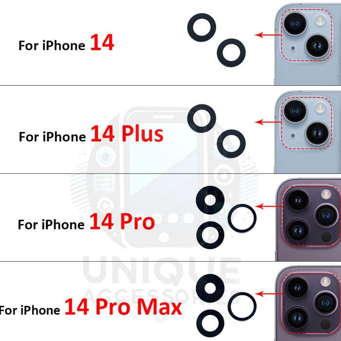 Camera Main Glass Lens for Apple iPhone 14 14 Plus 14 Pro 14 Pro Max Replacement Part (Not Tempered Camera Glass Protector)