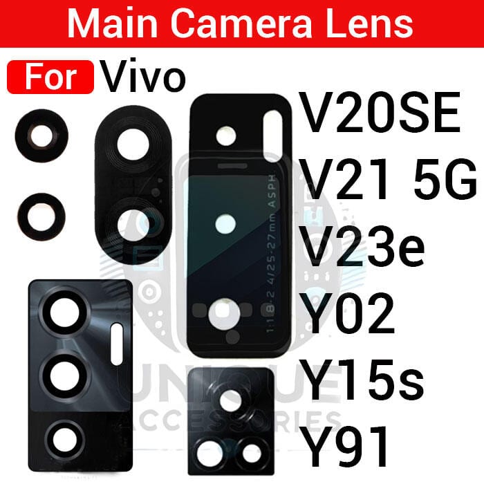 Camera Main Glass Lens for Vivo V20SE V21 5G V23e Y02 Y15s Y91 Replacement Part (Not Tempered Camera Glass Protector)