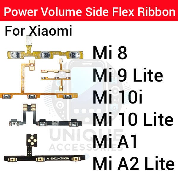 Xiaomi Mi 8 9 Lite 10i 10 Lite A1 A2 Lite Power on / off Switch Button Side Volume Up Down Buttons Flex Cable Replacement Parts