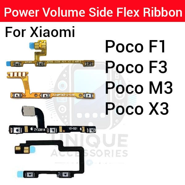 Xiaomi Poco F1 F3 X3 Power on / off Switch Button Side Volume Up Down Buttons Flex Cable Replacement Parts
