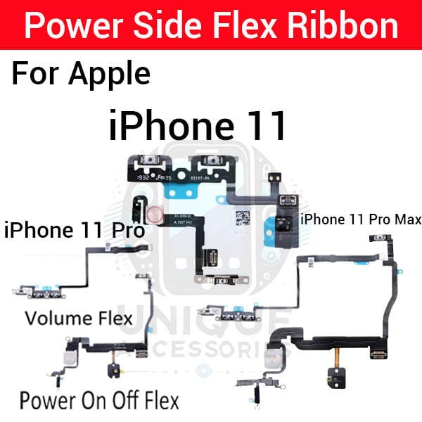 Apple iPhone 11 11 Pro 11 Pro Max Power on / off Switch Button Side Volume Up Down Buttons Flex Cable Replacement Parts
