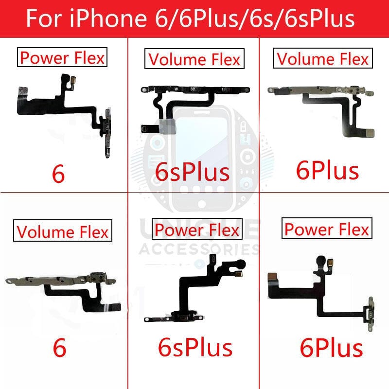 Apple iPhone 6 6 Plus 6s 6s Plus Power on / off Switch Button Side Volume Up Down Buttons Flex Cable Replacement Parts