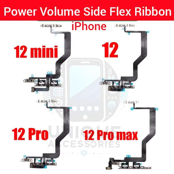 Apple iPhone 12 12 Mini 12 Pro 12 Pro Max Power on / off Switch Button Side Volume Up Down Buttons Flex Cable Replacement Parts