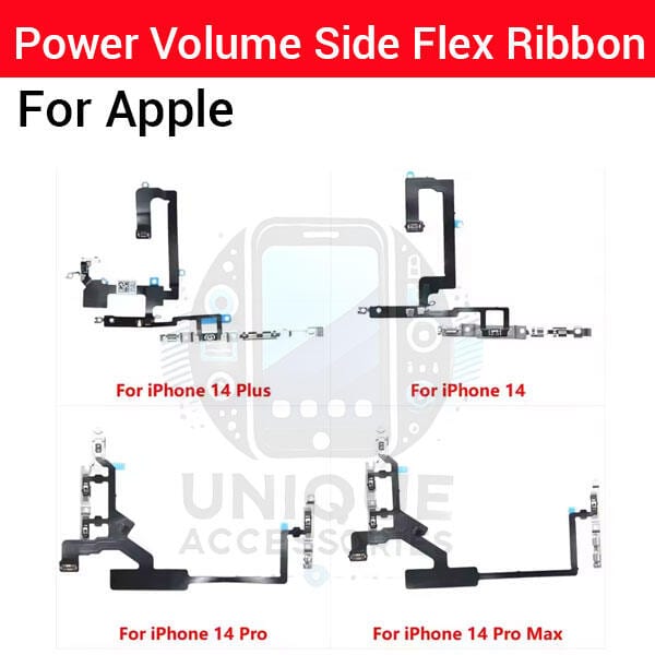 Apple iPhone 14 14 Plus 14 Pro 14 Pro Max Power on / off Switch Button Side Volume Up Down Buttons Flex Cable Replacement Parts