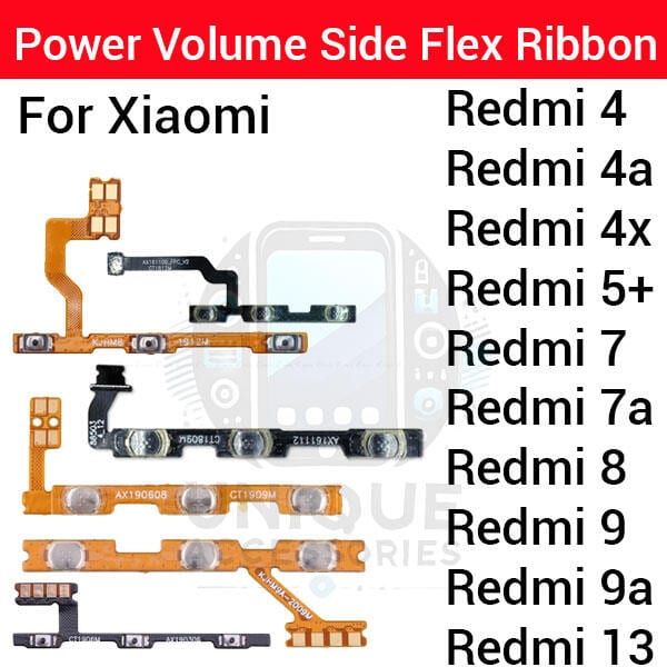 Xiaomi Redmi 4 4a 4x 5t 7 7a 8 9 9a 13 Power on / off Switch Button Side Volume Up Down Buttons Flex Cable Replacement Parts