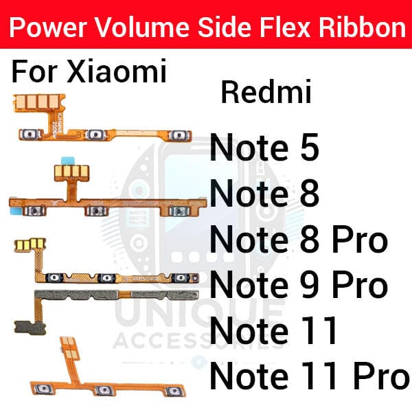 Xiaomi Redmi Note 5 8 8 Pro 9 Pro 11 11 Pro Power on / off Switch Button Side Volume Up Down Buttons Flex Cable Replacement Parts